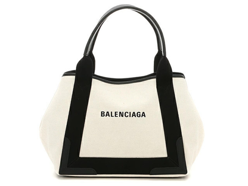 Balenciaga Cabas Navy Blue Tote Bag Canvas Calfskin